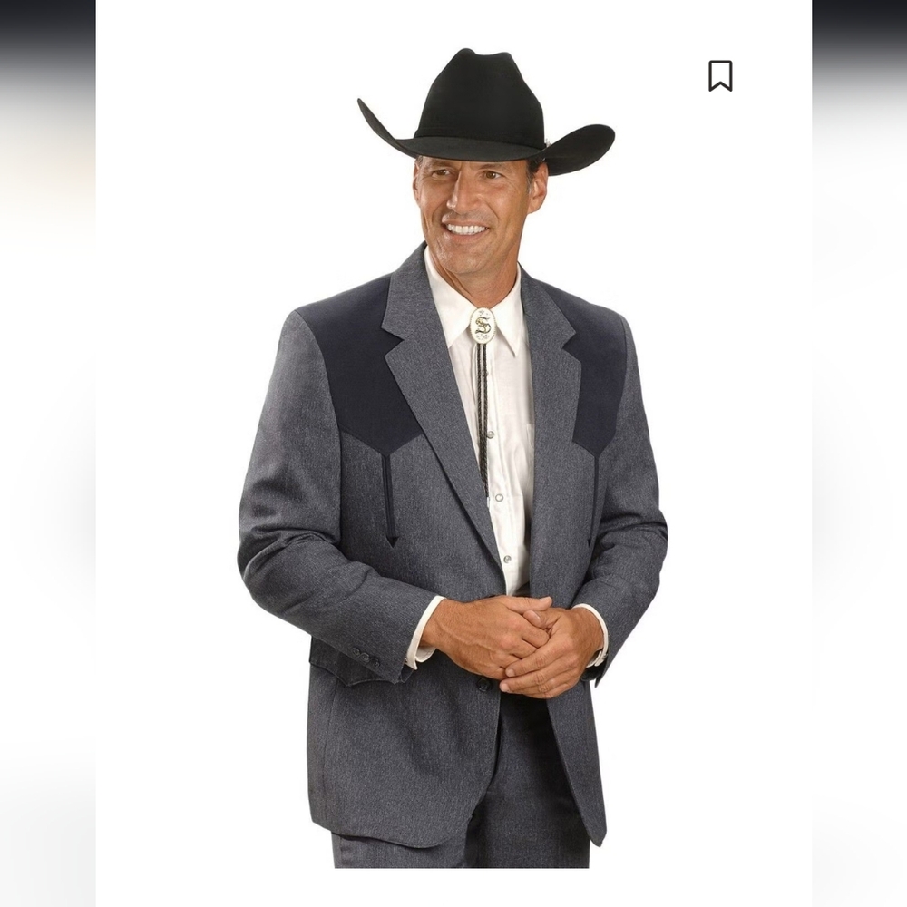 CIRCLE S Men's Boise Western Suit Coat-NAVY BLUE LIKE NEW size 46R